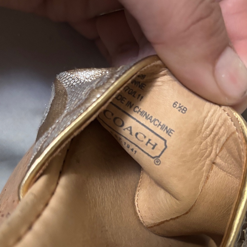 Coach Joanne Metallic Gold & Beige Signature Slide Mules - Picture 9 of 9